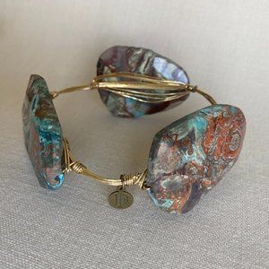 Bourbon & Bowties Large Stone Bangle Turquoise/Brown